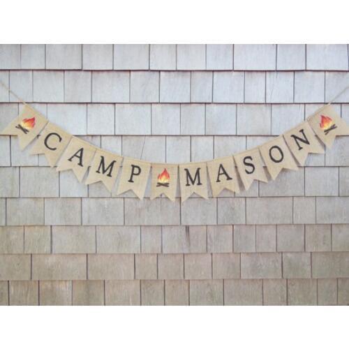 Personalized name woodland tribal baby shower first birthday burlap Banners nursery room party Buntings garlands Photo Prop