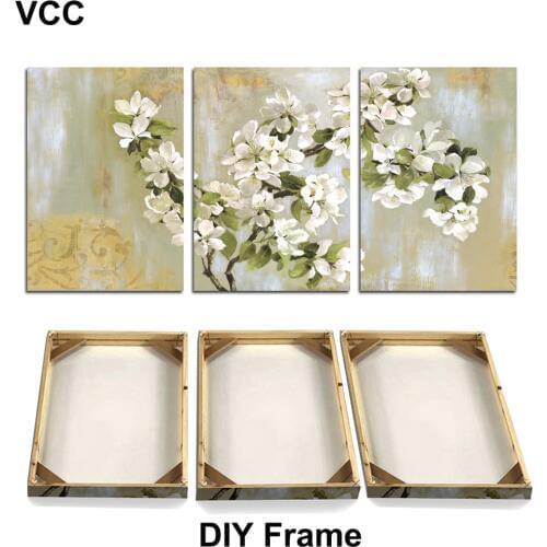 Canvas Painting Natural Wooden DIY Frame With Painting Flower Wall Pictures For Living Room,DIY Assembly Decorative Painting