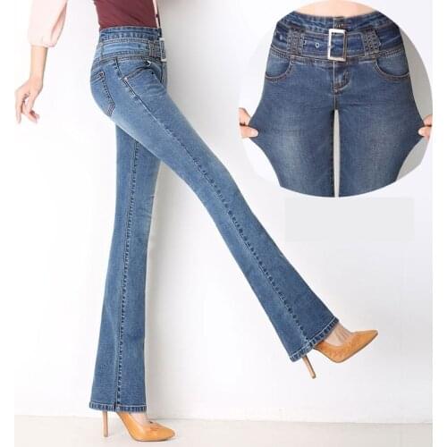 High quality Promotion Womens slim high waist Boot Cut jeans Girls fashion nostalgic bell bottom trousers flares free shipping
