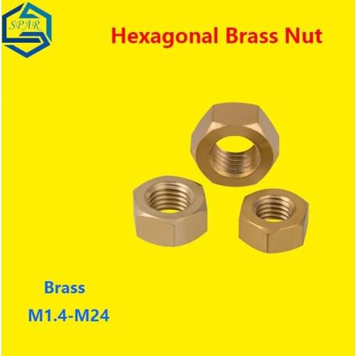 Hexagonal Brass Nut Copper Hex Nut Copper Nut Copper Nut Screw Cap Hexagon Nut M1.4-M20 DIN934 Hex Brass Nut GB6170 DIN934
