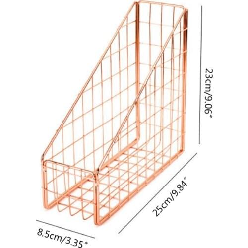 Nordic Wrought Iron Grid File Holder Simple Single Layer Desk Shelf Book Storage XXUC