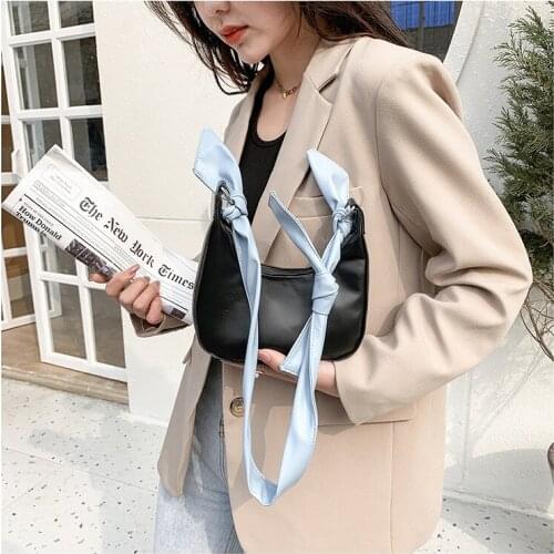 Bags Womens Spring and Summer 2021 New One-shoulder Messenger Bag Purse and Handbag Trendy Fashion Bow Hit Color Underarms