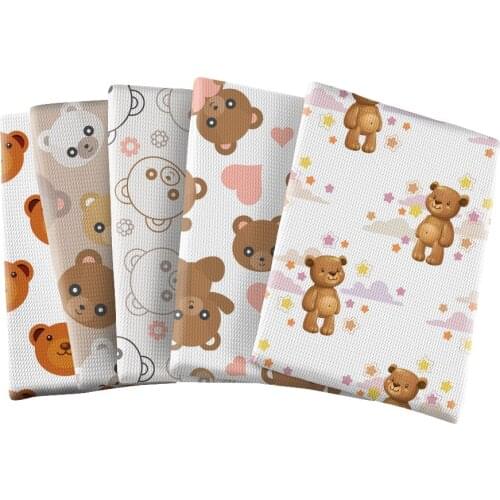 Printed Cute Bear Polyester Fabric DIY Kids Home Textile for Sewing Cartoon Bubble Fabric 50*145cm