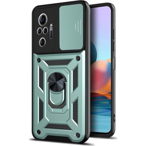 For Xiaomi Mi Poco X3 NFC F3 Shockproof Ring Case For Redmi Note 10 9 8 Pro 10S 9T 9A K40 Push Pull Camera Protection Phone Case