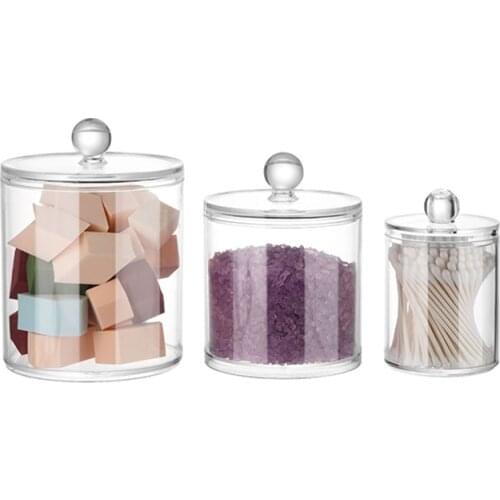 Cotton Swabs Qtip Container Acrylic Makeup Organizer Cosmetic Makeup Cotton Pad Organizer Jewelry Storage Box(Empty Box)