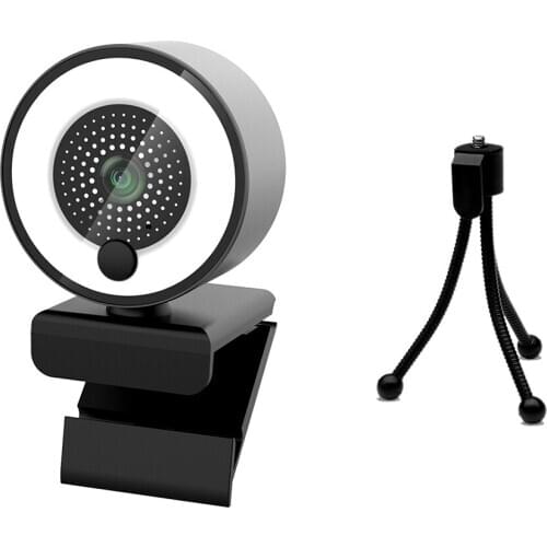 HD Webcam 1080P with Ring Light Autofocus Web camera with Built in Microphone Computer camera with Tripod for PC Laptop Computer