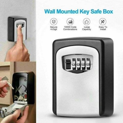 Password Key Box Large Size Decoration Code Box Storage Lock Bins Wall Mounted Home Outdoor Keys Holder Safe Security Organizer