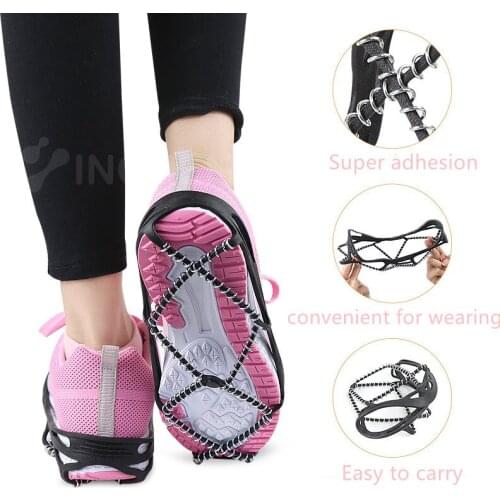 1pair Newest Walking Cleat Ice Gripper Anti Slip Ice Snow Walking Shoe Spike Grip Camping Climb Ice Crampon Ice Worldwide sale
