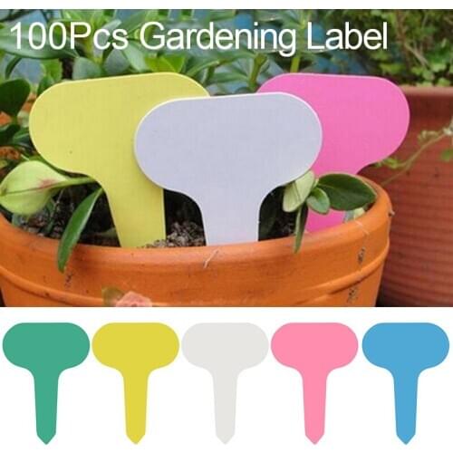 100pcs Garden Labels T-type Plastic Gardening Label Plant Nursery Sticker Floral Signages Flowers Tools