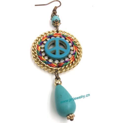 2016 new wholesale handmade Ethnic jewellery dangle earrings with sign of peace