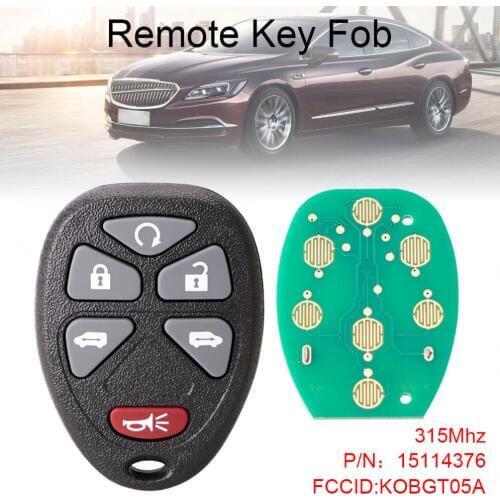 315Mhz 6 Buttons Remote Keyless Entry Remote Key Fob Car Key KOBGT05A Fit for 2005 2006 2007 2008 2009 Chevrolet Uplander