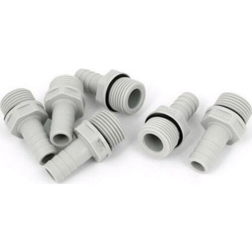 6 Pcs Pipe Connector 1/2BSP Thread x 12mm Hose Barb Fitting Coupler Gas Water