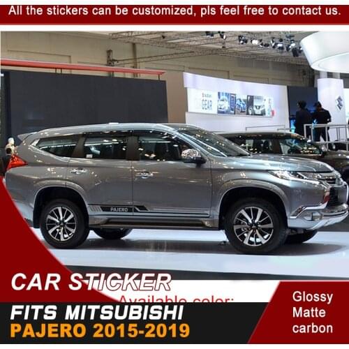 Car Decals Side Door Racing Stripe 2 Colours Stripe Graphic Vinyl Car Sticker Fit For MITSUBISHI PAJERO 2015 2016 2017 2018 2019