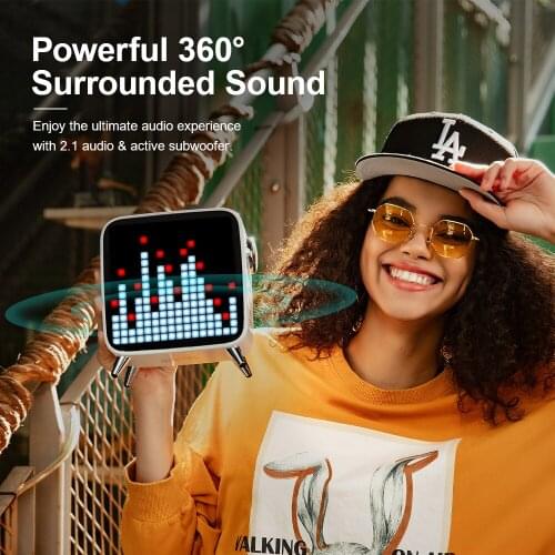 Tivoo Max Pixel Art Bluetooth Wireless Speaker with 2.1 Audio System 40W Output Heavy Bass App control for IOS & Android