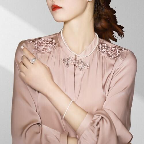 Blouse Real Spring Silk Autumn Shirt Office Lady Womens Tops and Blouses Pink Women Clothes Blusa Feminina C9226 YY2879