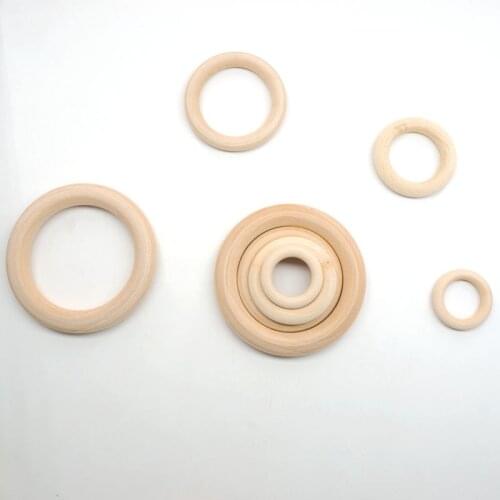 Chenkai 4cm 100PCS Natural Wood Unfinished Wood Rings Wooden Teethers For DIY Infant/Baby Necklace Bracelet Accessories