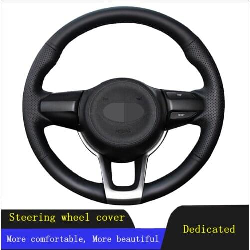DIY Car Accessories Steering Wheel Cover Black Hand-stitched Artificial Leather For Kia Rio 2017-2019 Rio5 2019 K2 2017-2019