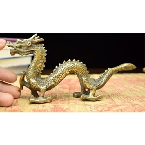 Chinese hand work old copper carved dragon statue