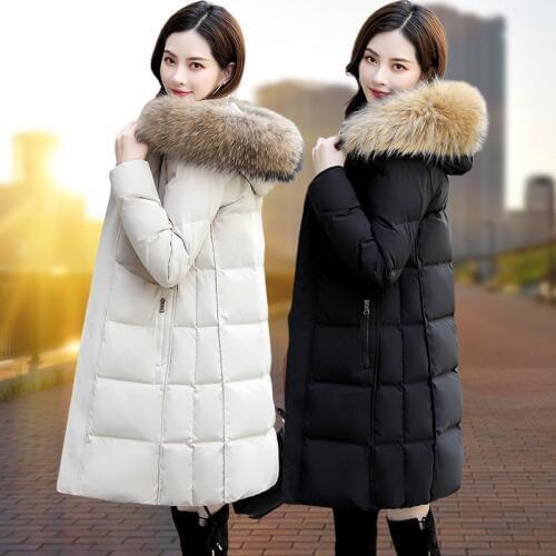 KMETRAM Winter Jacket Women Real Raccoon Fur Collar Down Jacket Women Coat Female Long Jackets Warm Parka Manteau Femme W-1999