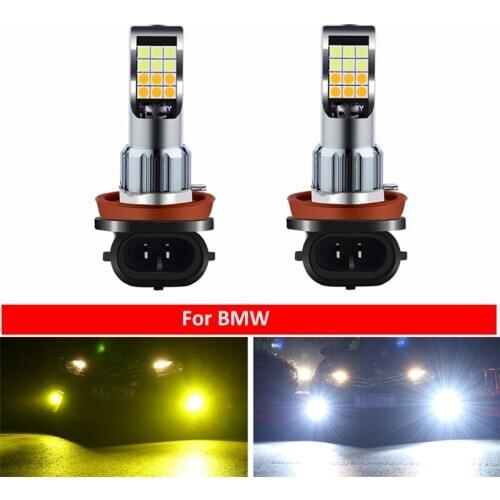 2PC H11 H8 Car LED Bulb Driving Dual Color Fog Light Lamp Bulb For BMW Audi Mercedes VW Toyota Honda Lada Subaru White / Golden