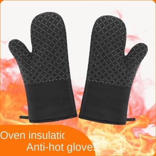 1 Piece Kitchen Silicone Oven Mitts Cotton Heat Resistant Bbq Gloves Outdoor Barbecue Cooking Tools Microwave Baking Accessories