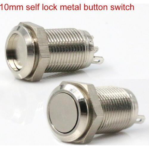 10mm metal button switch lock self lock often open one often closed high head or flat head