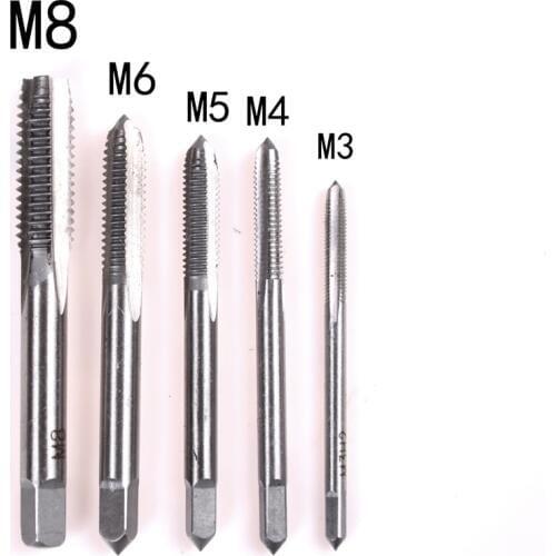5pcs/Set Metric Plugs Hand Tap Tapping Screw Thread Taps Set M3 M4 M5 M6 M8 Straight Flute 3mm-8mm Hand Screw Thread Metric Plug