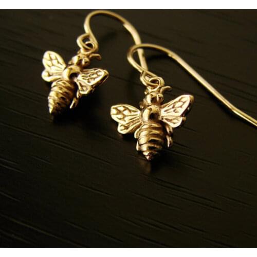 Cute Golden Silver Color Filigree Bee Earrings Honey Bee Drop Dangle Earring for Women Trendy Wedding Earring Jewelry Gift