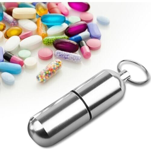 Mini Pill Box Portable Emergency Regular Pills Storage Case Waterproof Aluminum Container Pill Container Key Ring