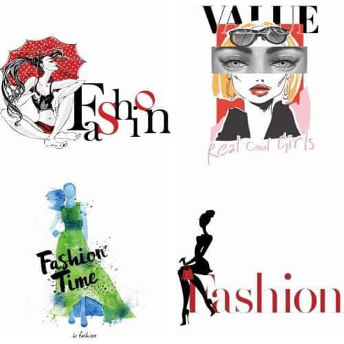 Fashion Girl Iron-on Transfers For Clothing Beautiful Girl Heat Transfer For Clothes Thermal Stickers on Clothes Ironing Patches