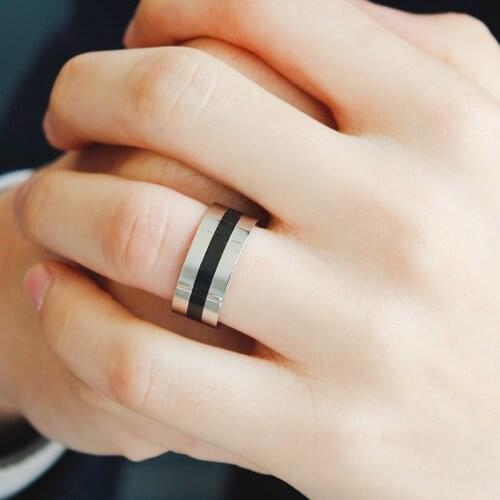 Fashion Female Black Smooth Finger Rings For Women Lover Wedding Jewelry Party Trendy Statement Rings Wholesale