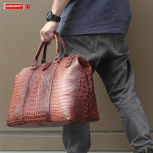 2020 Retro Genuine Leather Mens Handbags Crocodile Pattern Shoulder Messenger Bag Duffel Laptop Bag Diagonal Crossbody Bags Big