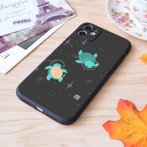 Space Turtles Print Soft Silicone Matt Case For Apple iPhone Case