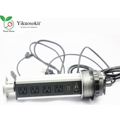 US Desktop Power Socket 5V 2.1A USB Charging Port HDMI Manual Pulling Pop Up Tabletop Electric Tabletop Outlet CE Rohs