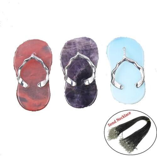 Natural Gem Fashion Slipper Necklace Pendant Men and Women Jewelry DIY Sweater Chain Accessories New Year Gifts / Send Necklaces