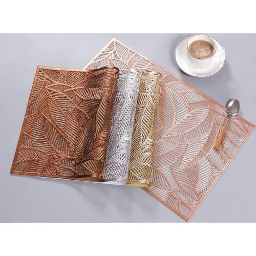 1PC New Arrival Leaf Placemat High-end Hotel Restaurant Bronzing Insulation Coffee Placemat Decoration Table Mat