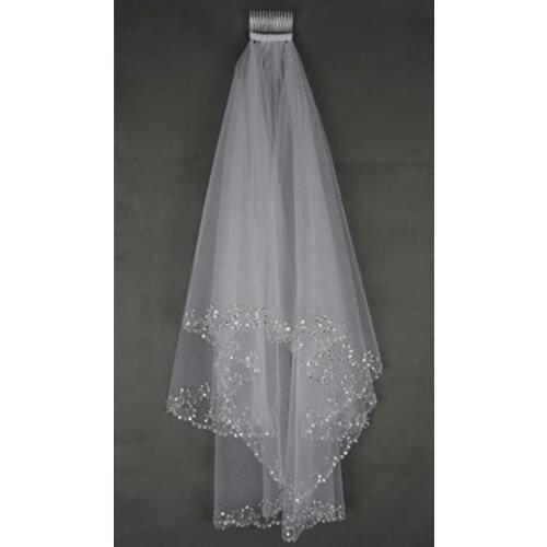 Charming White/Ivory Bridal Veil Two Layer Soft Tulle Wedding Accessories Wedding Veils With Crystal Comb 2022