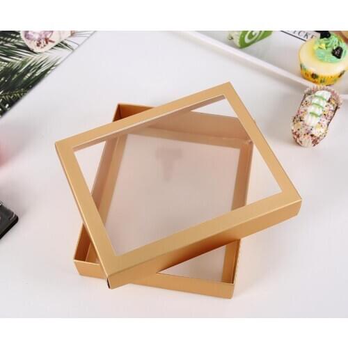 White Gold Gift Paper Box With Window Birthday Wedding Party Paper Box Packaging Candy Cookies Cup Cake Gift Boxes N2729