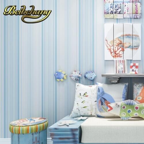 Beibehang The Mediterranean-style striped non-woven 3D background wallpaper bedroom child RO papel de parede sala wall paper