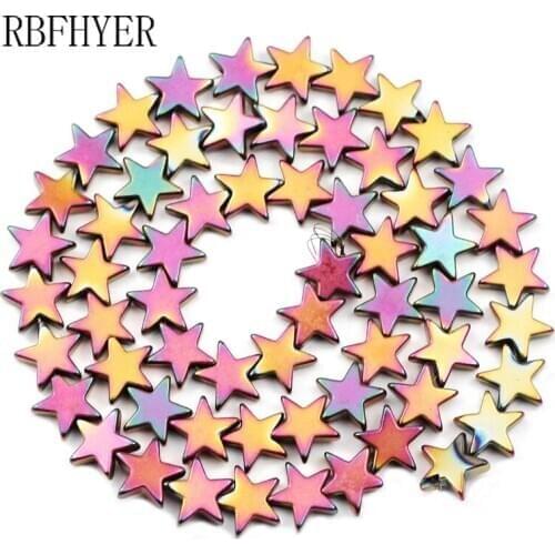 RBFHYER Rose Red Five-Pointed Star 4/6/8/10mm Natural Hematite Stone Charm Loose Beads For Jewelry bracelet Necklace Making DIY