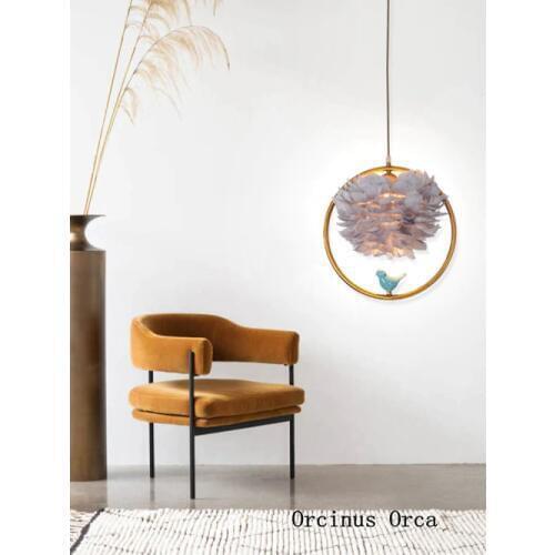 Nordic cartoon bird chandelier corridor girls bedside lamp modern creative white feather single-headed Chandelier