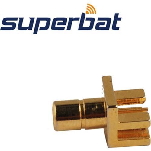 Superbat 10pcs SMB Thru Hole Jack PCB Mount 250V Gold-Plated 50 Ohm RF Coaxial Connector