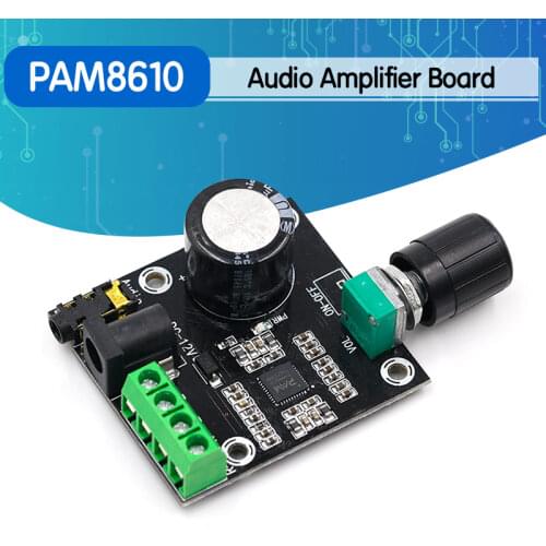 Super Slim 2 x 15W PAM8610 Class D Digital Dual Power Audio Amplifier Board 12V black