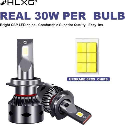 HLXG h11 led fog light mini led h4 H1 H8 H9 bulb h7 led canbus 12V HB3 9005 9006 HB4 LED Headlight moto 20000LM 6000K Car lamp