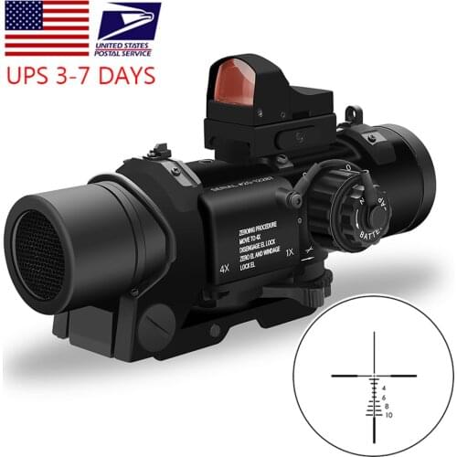 Tactical 1x-4x Fixed Dual Purpose Scope With Mini Red Dot Scope Red Dot Sight for Rifle Hunting Shooting