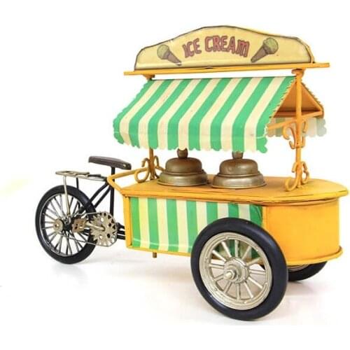 Decorative Metal Ice Cream Cart - Trinket, Miniature, Gift, Nostalgic, Vintage, Handmade, hand Painted, High-Quality Durable
