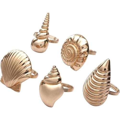 Coastal Theme Sea Shells Metal Napkin Rings for Weddings Receptions,Dinner Parties,Family Gatherings,Table Supplies