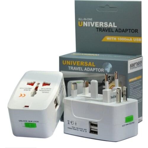 2 USB Power Socket Charging Port All in One Universal Worldwide Travel Wall Charger AC Power AU UK US EU Plug Adapter Adaptor