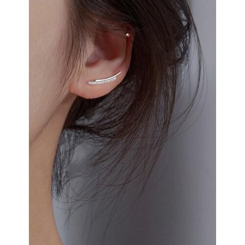 KISSLOVE New 2021 Thin Curved Bar Geometric Earrings for Women Minimalist Zircon Stud Earrings Jewelry Girl Gift