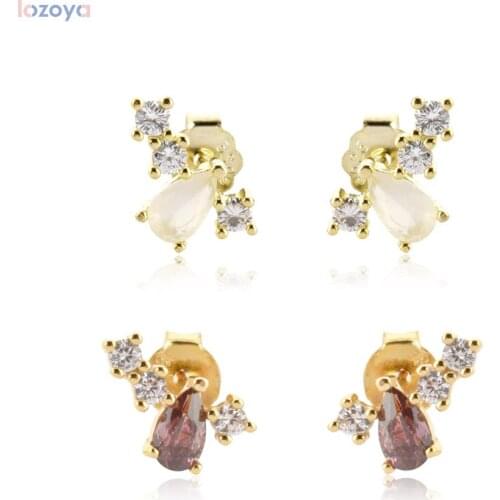 LOZOYA 925 Sterling Silver 2021 Ovals Milk Line Ovals Stud Earring Women Piercing Luxury Pendiente Rock Punk wholesale Gift